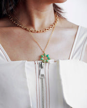 Collar "Fleur" en Amethyst / Amazonite