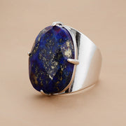 Bague argent "Fluidité" en Lapis-lazuli