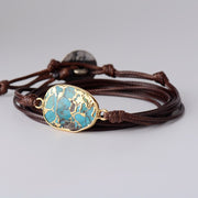 Bracelet "Euphonie" en Turquoise cordon brun